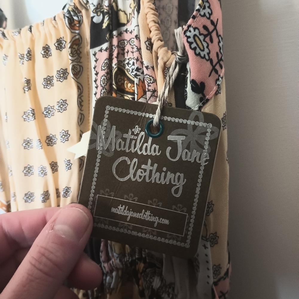 Matilda Jane Patchwork Maxi Apron Dress Small NWT Empire Waist Boho Cottagecore - Picture 9 of 15